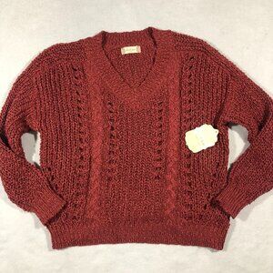 altar'd state Sweater Womens Medium Knit Pullover Sweater Top V-Neck NEW $60
